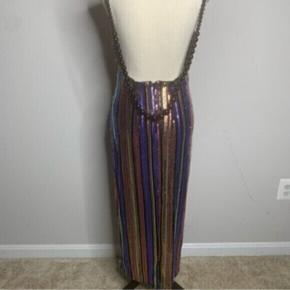 NWOT One33 Social Sequined Stripe Backless Midi Dress - Picture 10 of 12